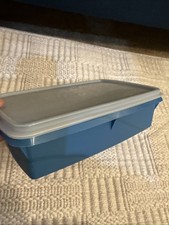 Vintage Tupperware Tuppercraft Organizer Blue 767-2 Stow N Go W/Lid and Tray