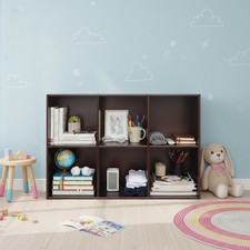 90 30 60cm 6-Compartment Wood Bookcase Storage Shelving Book Wide Bookshelf