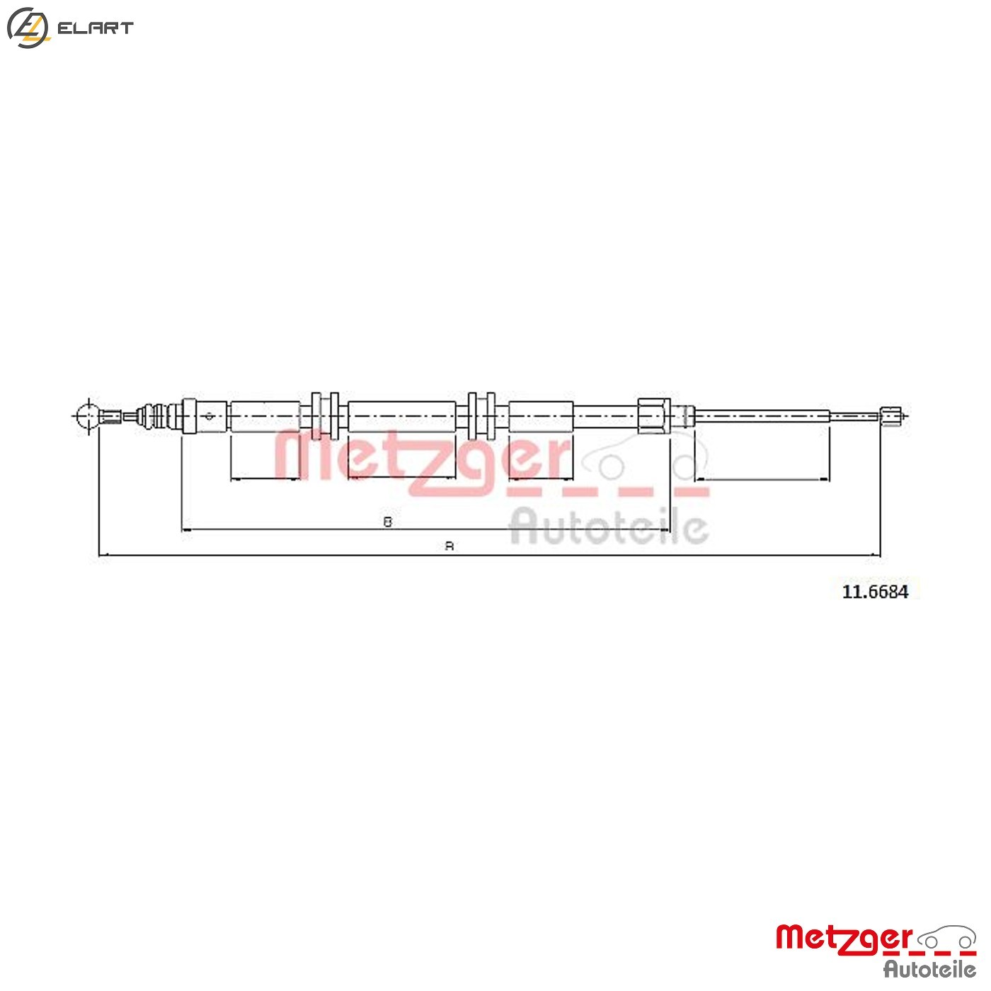 CABLE PULL PARKING BRAKE 11.6684 FOR RENAULT KANGOO/GRAND/BE/BOP/Rapid/Express