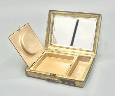 Poudrier Art Déco laiton doré Made in France miroir 1930 - Photo 1/4