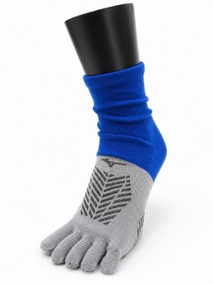 Mizuno Zero Glide 5 Toe Grip Socks Blue Gray US 7-9 Soccer Football Anti Slip 
