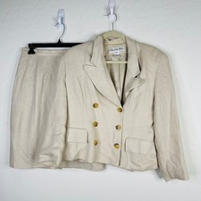 Vintage Christian Dior Skirt Suit Set Blazer Jacket Herringbone Career Size 8