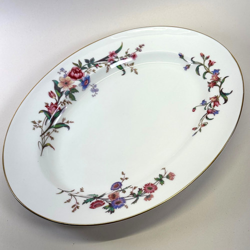 Wedgwood Devon Sprays 13 1/2" Oval Serving Platter 1949-1965 Florals Gold Trim