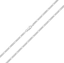 925 Sterling Silber 2mm Damen - Figaro Kette - 40.6, 45.7, 50.8, 55.9, 61cm