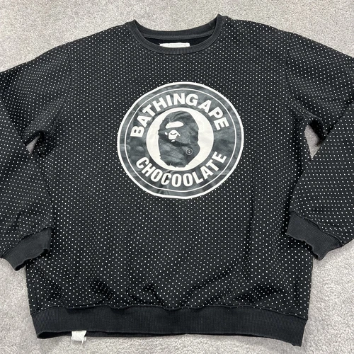 A BATHING APE (BAPE) BAPE x Chocoolate Felpa Uomo Grande Nero Bianco Pullover Girocollo