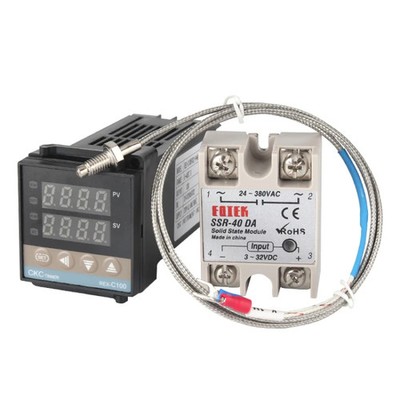 REX-C100 Thermostat + Thermocouple + SSR-25 DA Solid State Module Intelligent Te