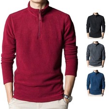Mens Half Turtleneck Fleece Sweater Pullover Jacket Outdoor Lightweight