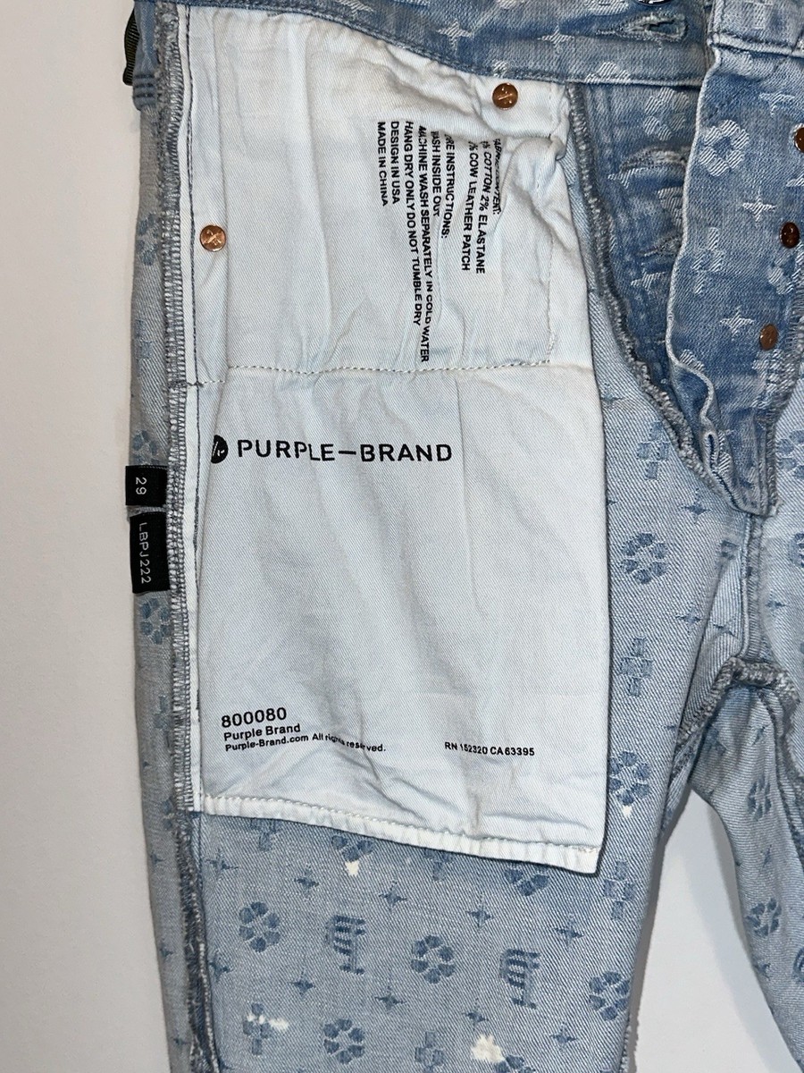 Purple Brand Slim Fit Light Blue Paint Splatter Distressed Denim