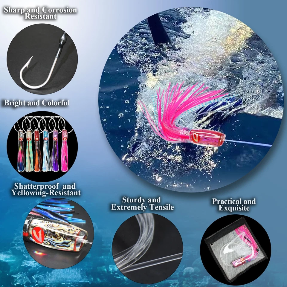 VIKETECH 12'' Resin Saltwater Fishing Trolling Lure Big Game Marlin Tuna Mahi - Image 4 of 4