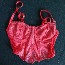 Damen Bralette-BH XS Rot Spitze Mit Bügel