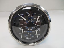 FARIA MULTIFUNCTION TRIM / VOLT / OIL / TEMP GAUGE BLACK FACE GF0077B BOAT