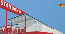 Ed Ruscha : Standard Station, Ten-Cent Western Being Torn in Half : 24x48 Art