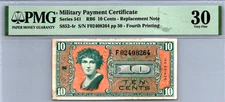 Series 541 ($.10 CENTS) 4th Printing "REPLACEMENT" PMG 30 VF Pick S852-4r