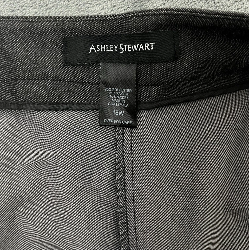 Pantalones Ashley Stewart para mujer 18W Plus gris elástico pierna recta cintura alta Foto 4 de 4