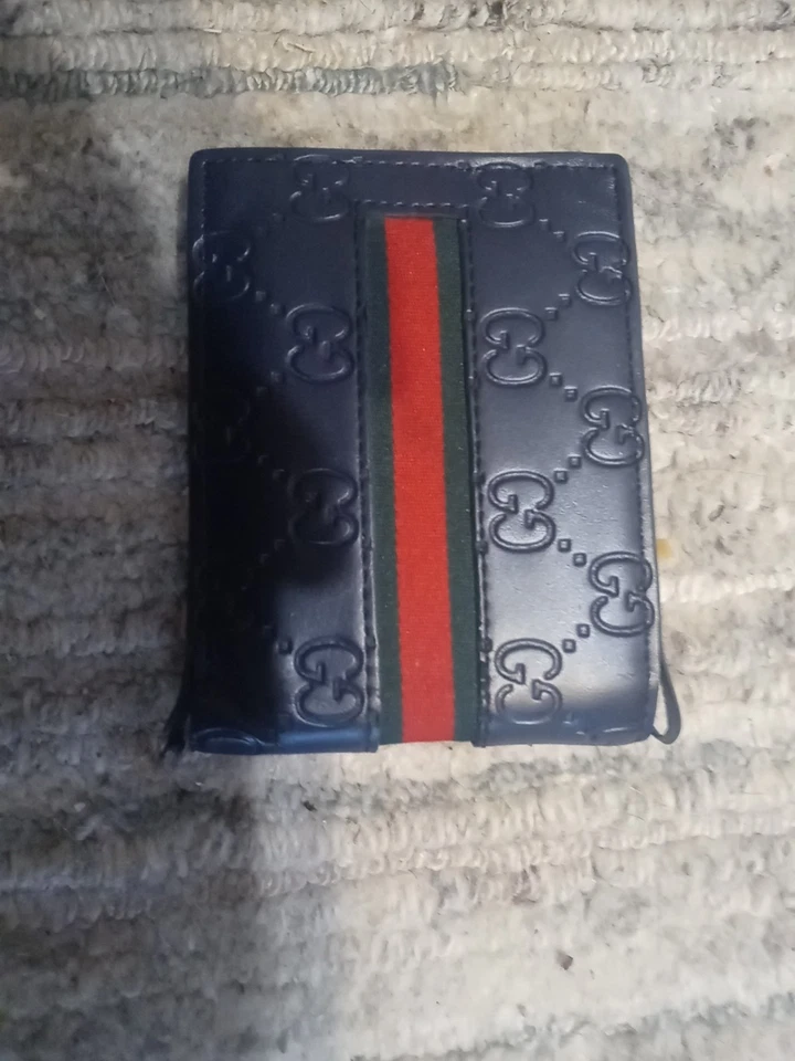 Cartera de cuero plegable Gucci Signature Web - azul Foto 4 de 4