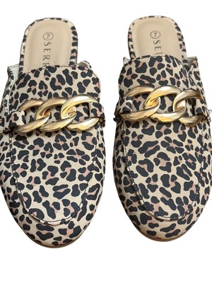 New Serra Leopard Print Slip-On Mules With Gold Chain Accent 7 Preppy Maximalist