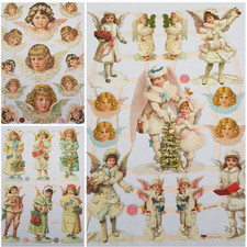 Victorian Style Angel Paper Scraps Cherubs Glitter & Matt Finish Decoupage Craft