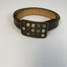 Calvin Klein Cinturón Cuero Cinturón Tachonado Piedras Preciosas Hebilla L 38-40” Boho Festival