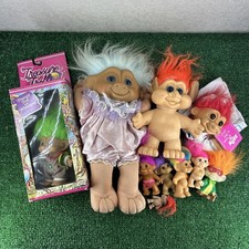 Vintage 1990s Russ Ace Magic Treasure Troll Doll Lot Of 10 Mix Sizes Multi Color