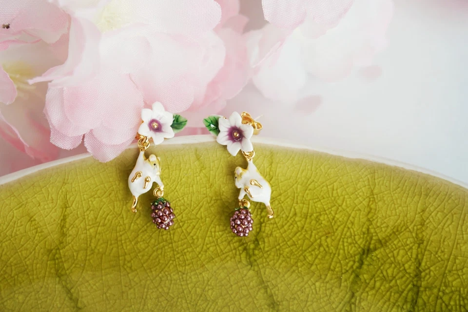 Lindos Pendientes Ratón y Mora Pendientes Animales para Mujer Bill Skinner Foto 3 de 4