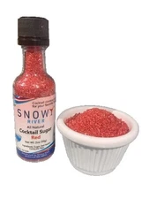 Snowy River Red Cocktail Sugar, Kosher, 2oz Bottle, Medium Crystal Rimmer