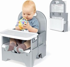 Portable High Chair with Tray, Foldable Booster Seat for Travel Toddlers 6-36 mo