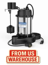 AQUASTRONG SES075V 3/4 HP Sump Pump Stainless Steel, 4890 GPH NEW
