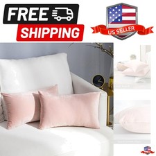 Pack of 2 Super Soft Throw Pillow Covers Rectangle Solid Velvet Pillowcase fo...