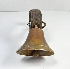 Antique Brass Copper Goat Bell With Thick Leather Collar Farmhouse Country Decor