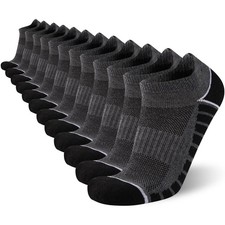 12 Pack Mens Ankle Socks Athletic Running Cushioned Low Cut Sports Socks