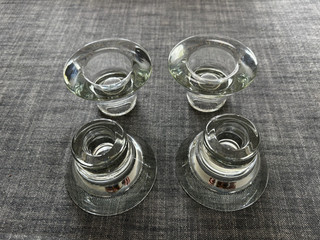 4 x IKEA K&M Hadberg Glass Reversible Tealight Candle Holders 5.5 x 8cm