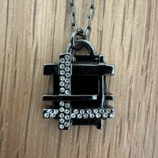 Tory Burch Crystal Mini Gingham Pendant Necklace