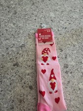 Valentine's Day Pink Red Heart Knee High Socks With Nombs - 1 Pair Size 5-9 NEW