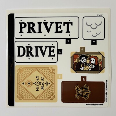 LEGO STICKER SHEET 76425 Hedwig at Privet Drive Harry Potter