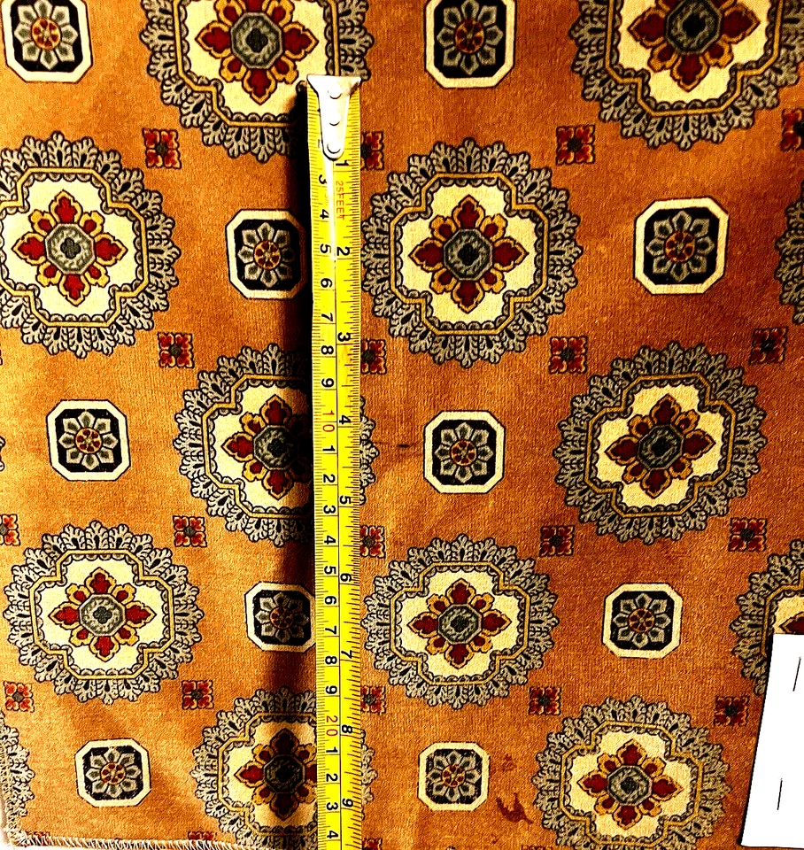 Duralee Geometric Designer Velvet Fabric Sample Lite Brown Gold Cotton ITALY NWT - Image 2 of 4