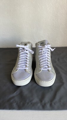 P448 Women s  Silver Sparkle Glitter High Top Sneakers Size 7