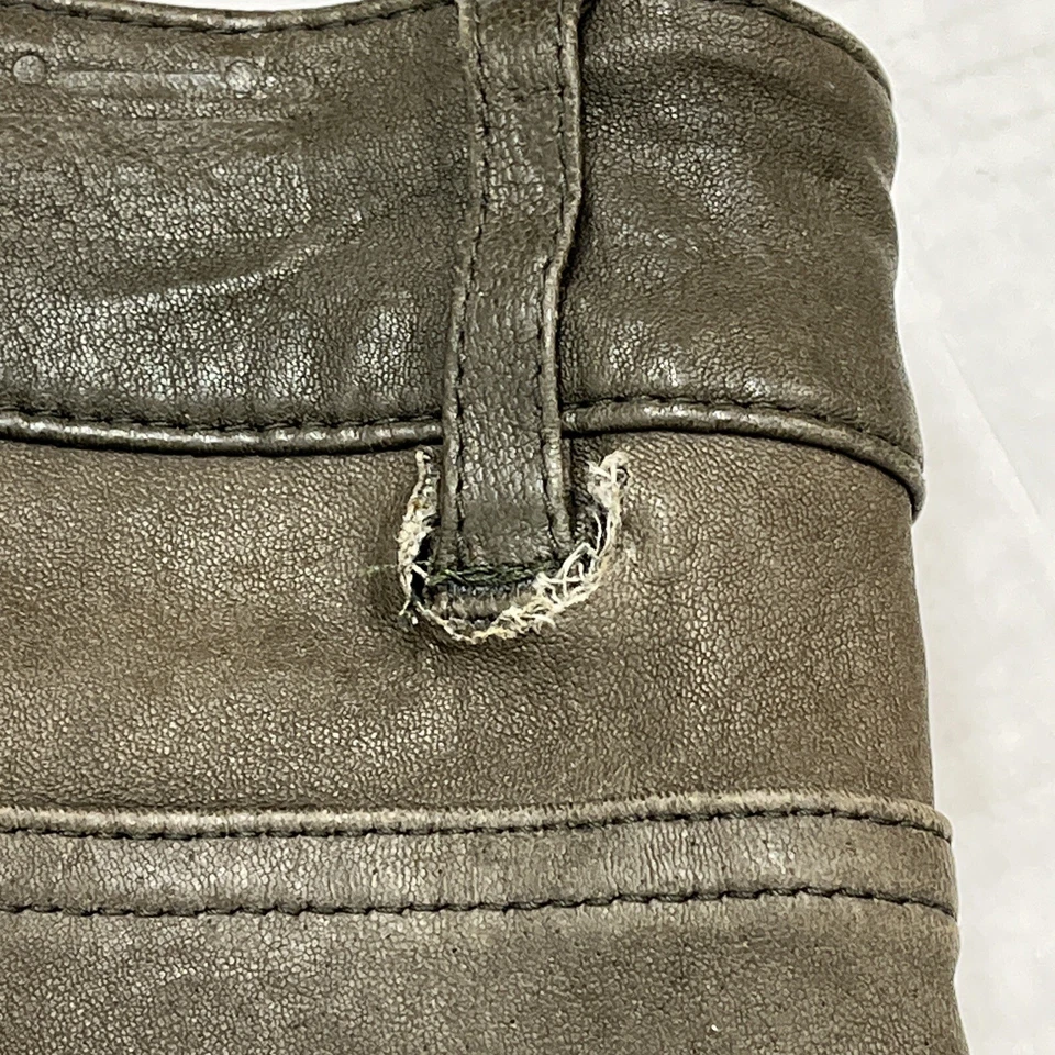 Alice + Olivia Womens 0 Lambs Leather Pants Leggings Skinny Olive Green - Image 2 of 4