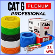 Plenum Cat6 Ethernet Cable 1000ft Bulk CMP Solid 23AWG Cord Cat 6 RJ45 LAN Cable