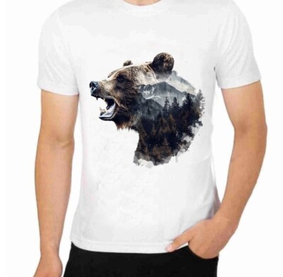 Grizzly Bear Hungary MaD Unique T shirt for Men Apparel Wildlife Animal Art