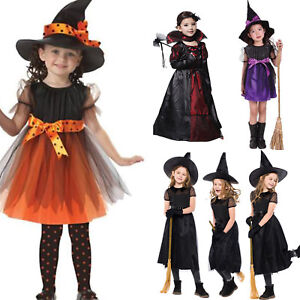 Kinder Mädchen Fasching Kostüm Hexe Vampir Medieval Karneval Cosplay Kleider Neu