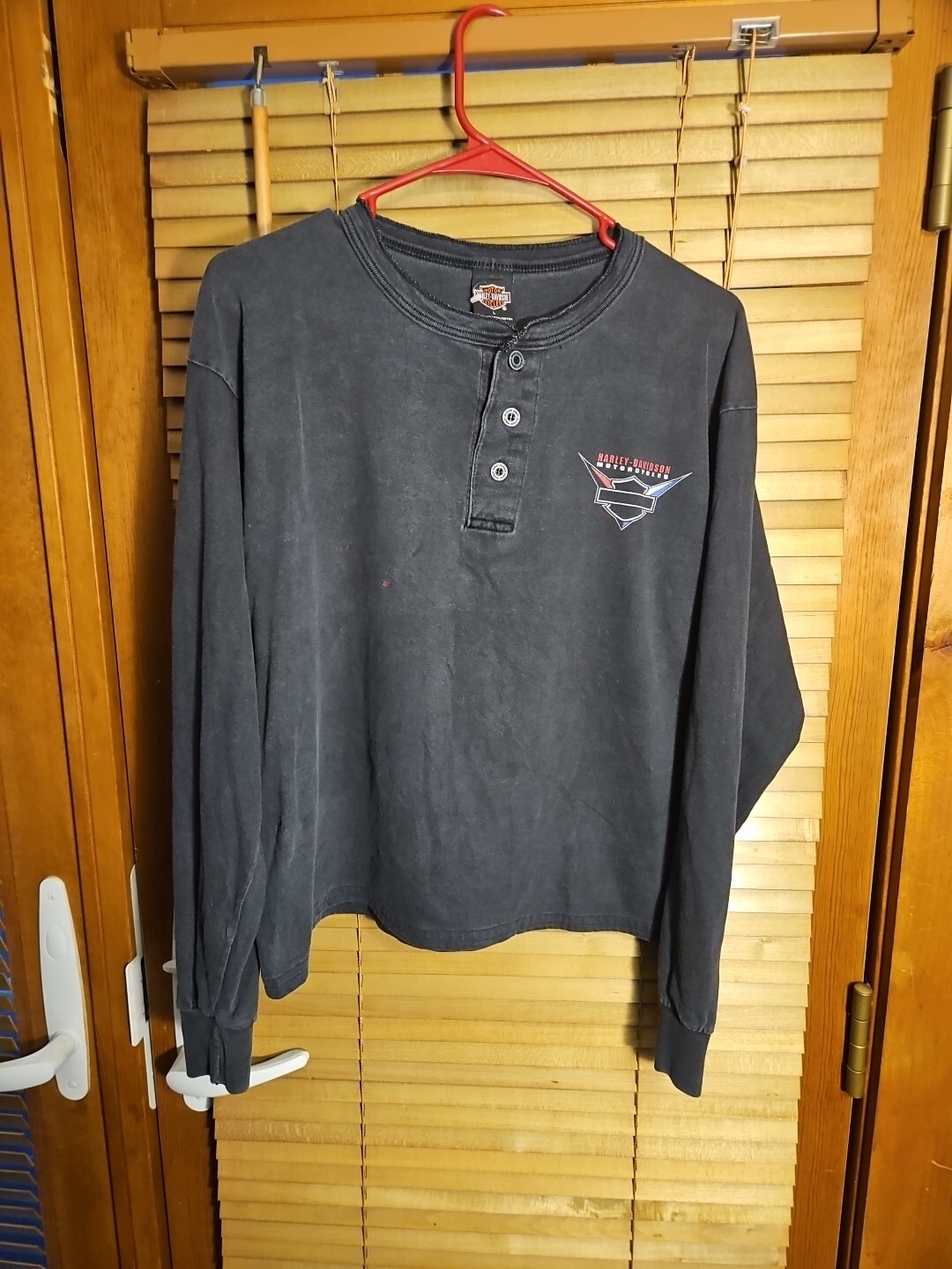 Vintage 90s Harley Davidson Made In USA Henley Long Sleeve Tee T Shirt