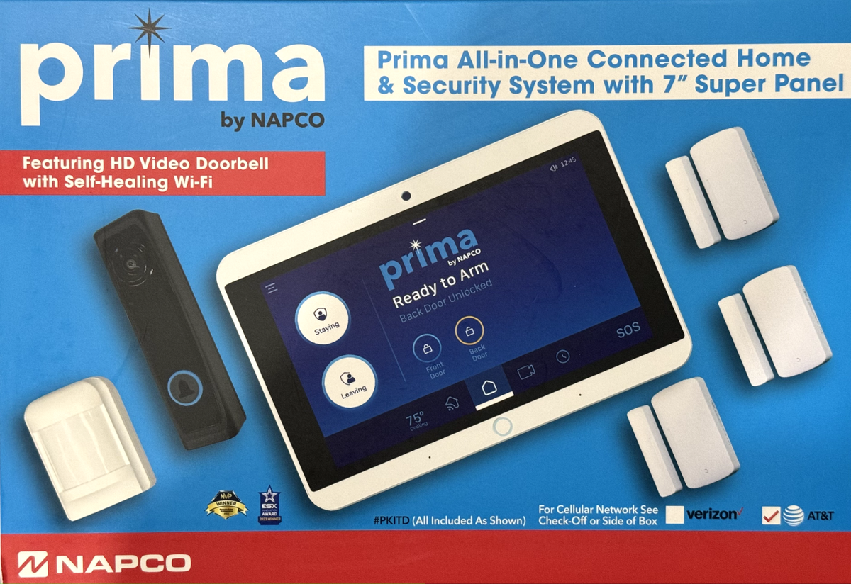 6-Piece Prima security system Kit with built-in Cellular module and HD  Doorbell