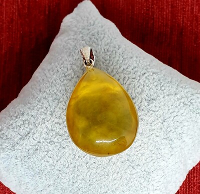 Baltic Amber-Pendant-Cognac with Particles-925 Sterling Silver