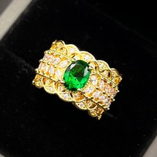 New Classical Stylish Oval Green Citrine Topaz Gemstone Charm Women Gold Ring