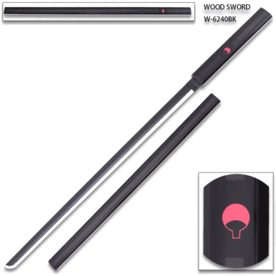 Mini Katana Sasuke Kusanagi En Bois - Réplique 45 Cm, édition Noire Avec Présentoir - 2