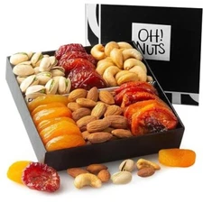 Dried Fruit and Nuts Gift Basket Assorted - Holiday Black Gourmet Gift Box