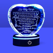 Gifts for Wife with LED Base I Love You Crystal Keepsake Romantic Gifts
