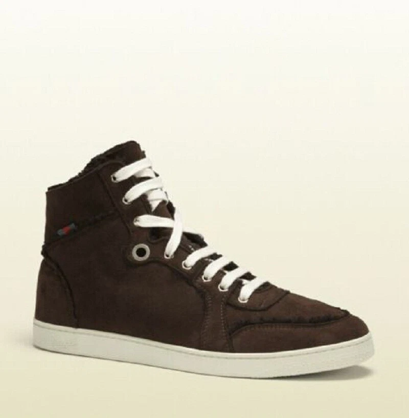 Baskets hautes pour hommes cacao marron Gucci avec toile 309408 2140