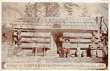 J53/ Nevada City California Postcard c1910 Coyote & Deer Creek Water Cabin 121