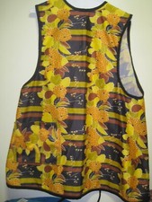 1970s MOD FLORAL Kitchen Smock/COBBLER Apron -POLYESTER
